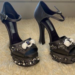 Prada jeweled dusty purple satin high heel